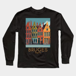 A Vintage Travel Illustration of Bruges - Belgium Long Sleeve T-Shirt